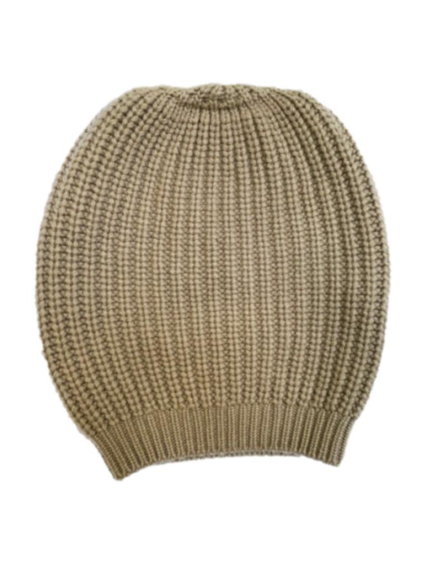 Beige Knitted Beanie Hat