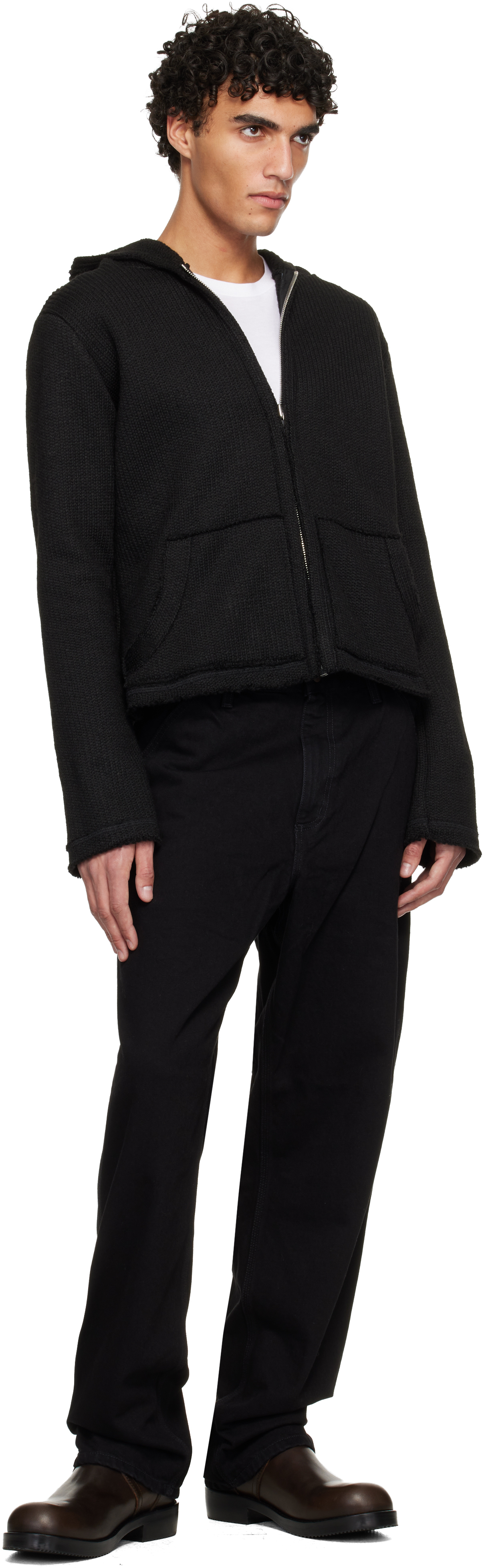 Black Single Knee Jeans