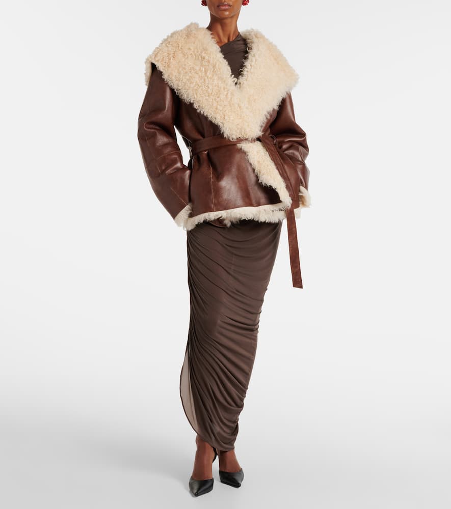 Shearling-trimmed leather jacket