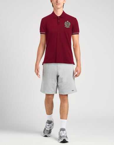Man Polo shirt Burgundy Size M Cotton, Elastane