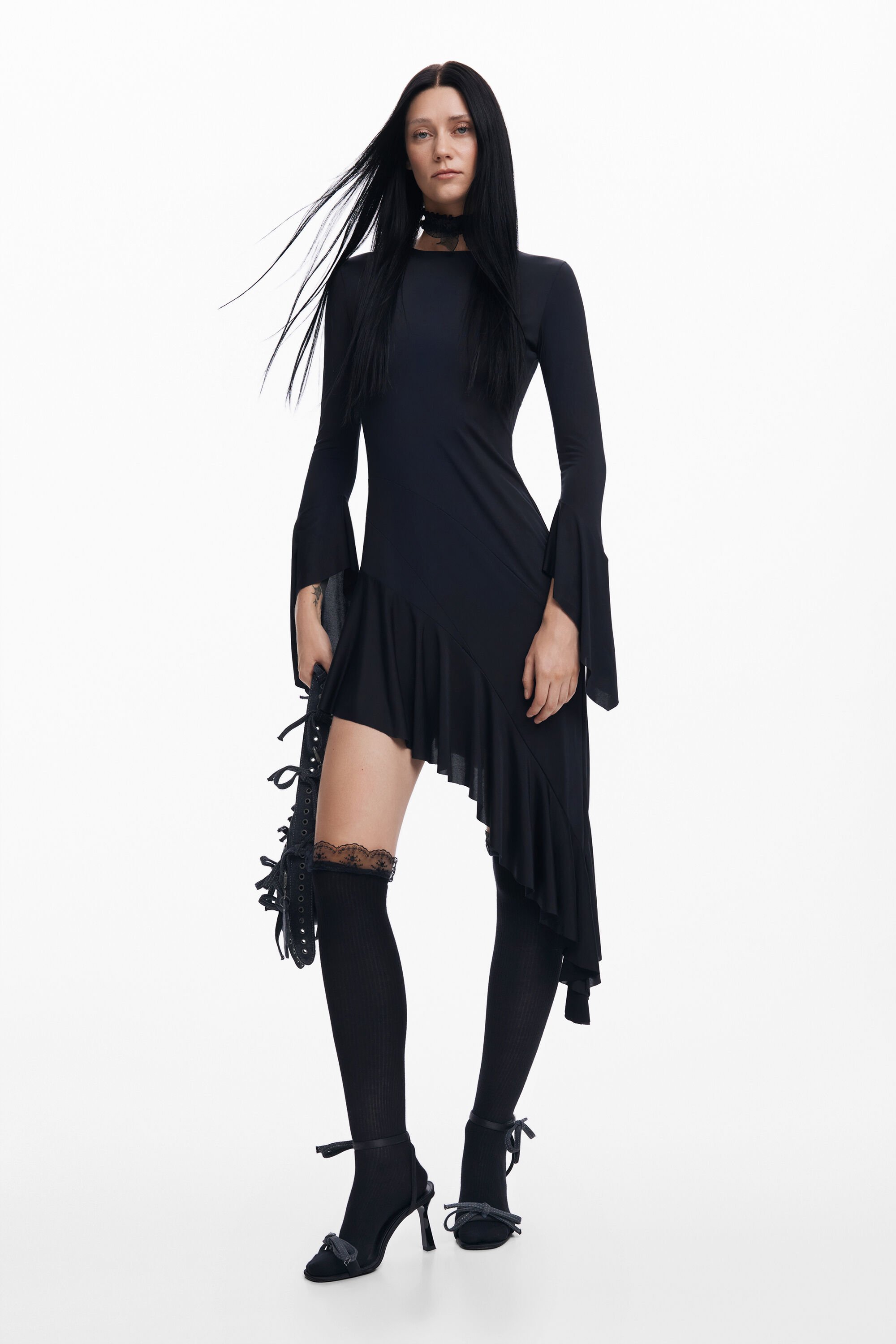 Asymmetric black dress María Escoté
