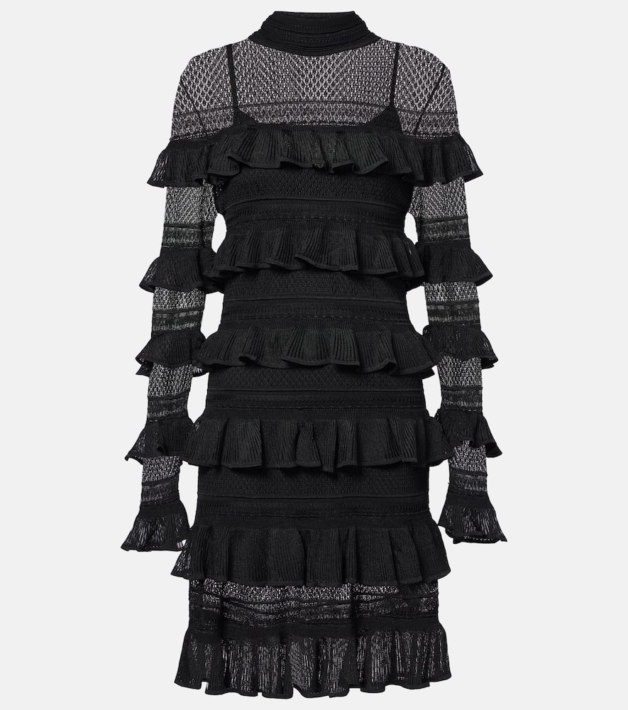 Minikleid Crush High Neck Frilled aus Strick