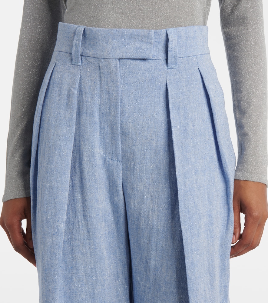 Linen-blend wide-leg pants