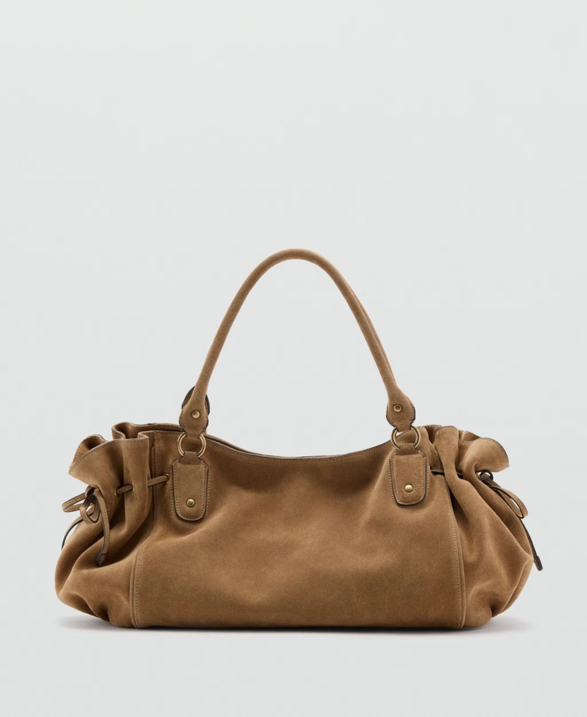 Women's Suede Shoulder Bag - Medium Brown