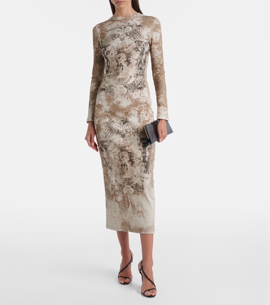 Médaillon cotton-blend jersey midi dress
