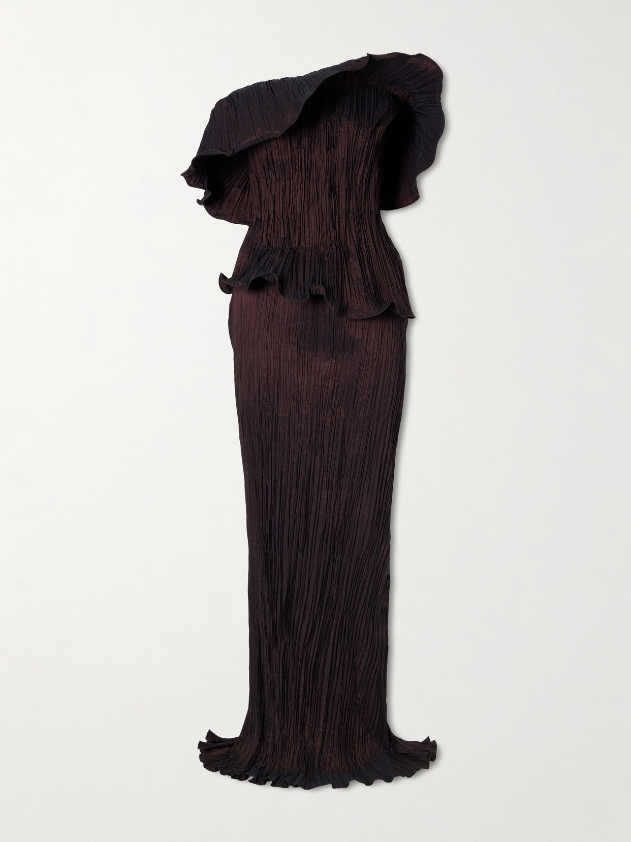 Pleated Off-the-shoulder Taffeta Gown - Purple