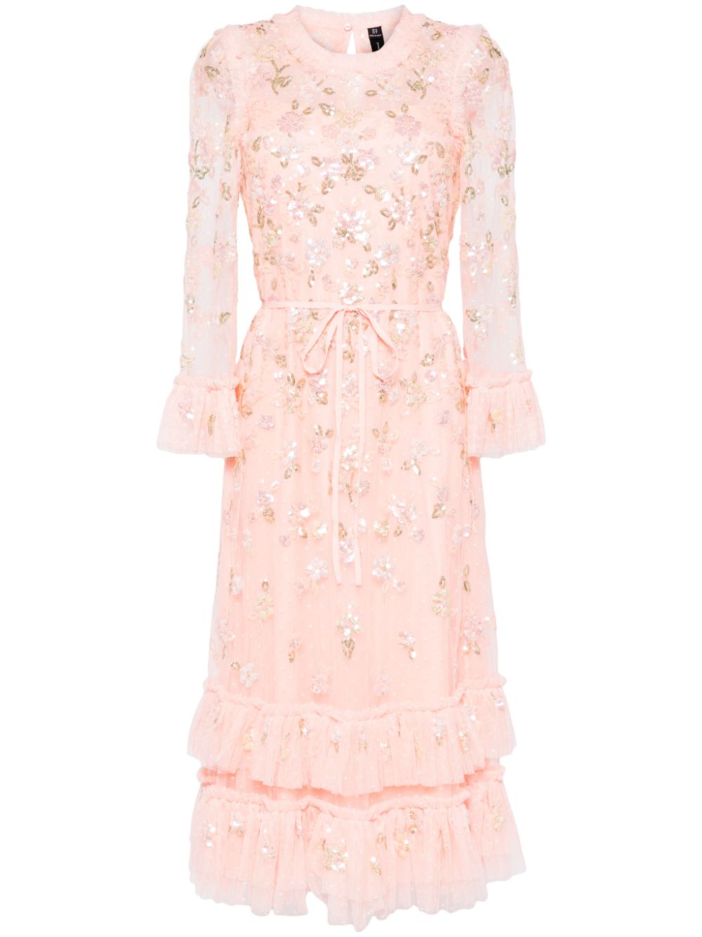 Sequin Bloom tulle midi dress - Pink