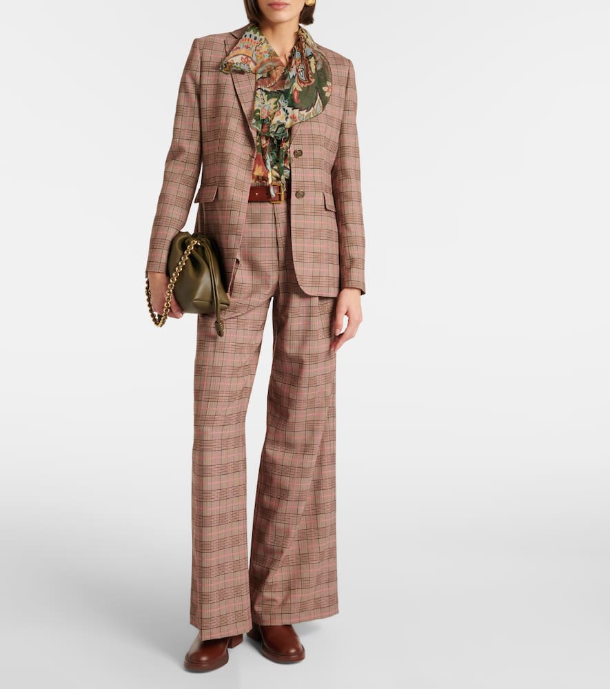 Checked high-rise wide-leg pants