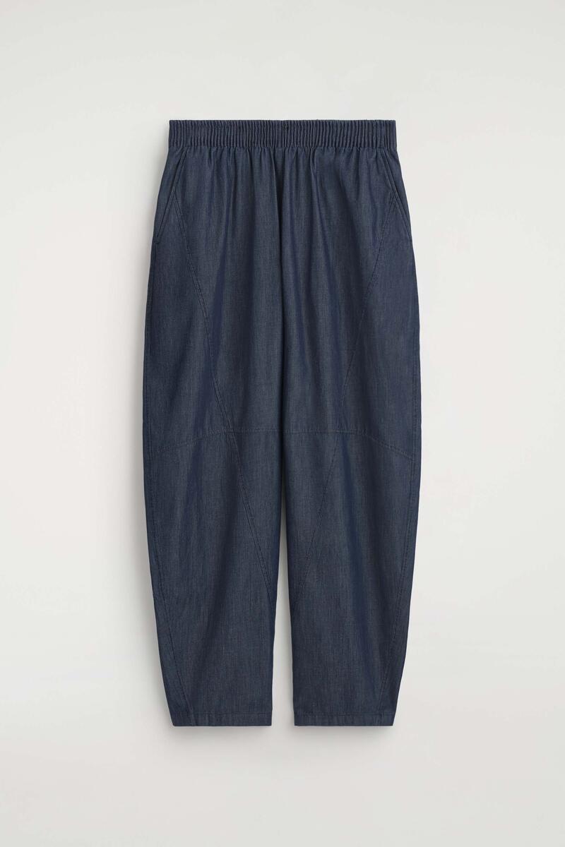 Elasticated Barrel-Leg Denim Pants