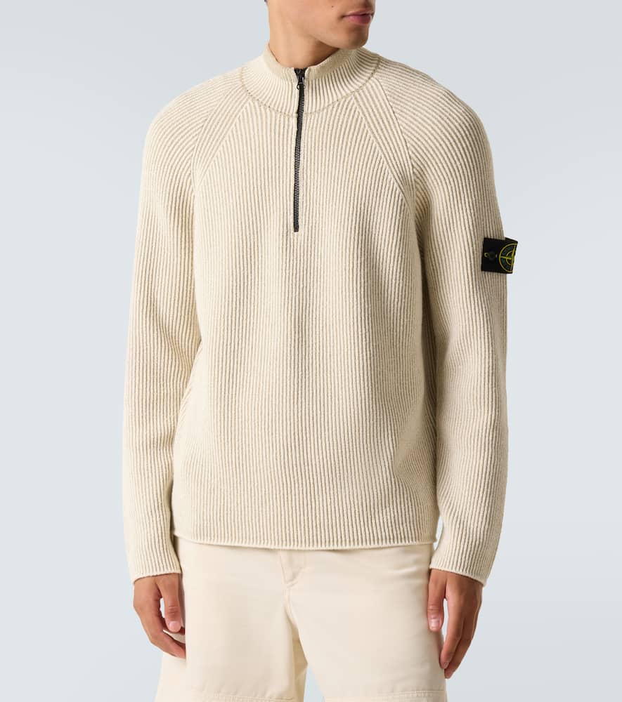 Compass wool and cotton-blend sweater