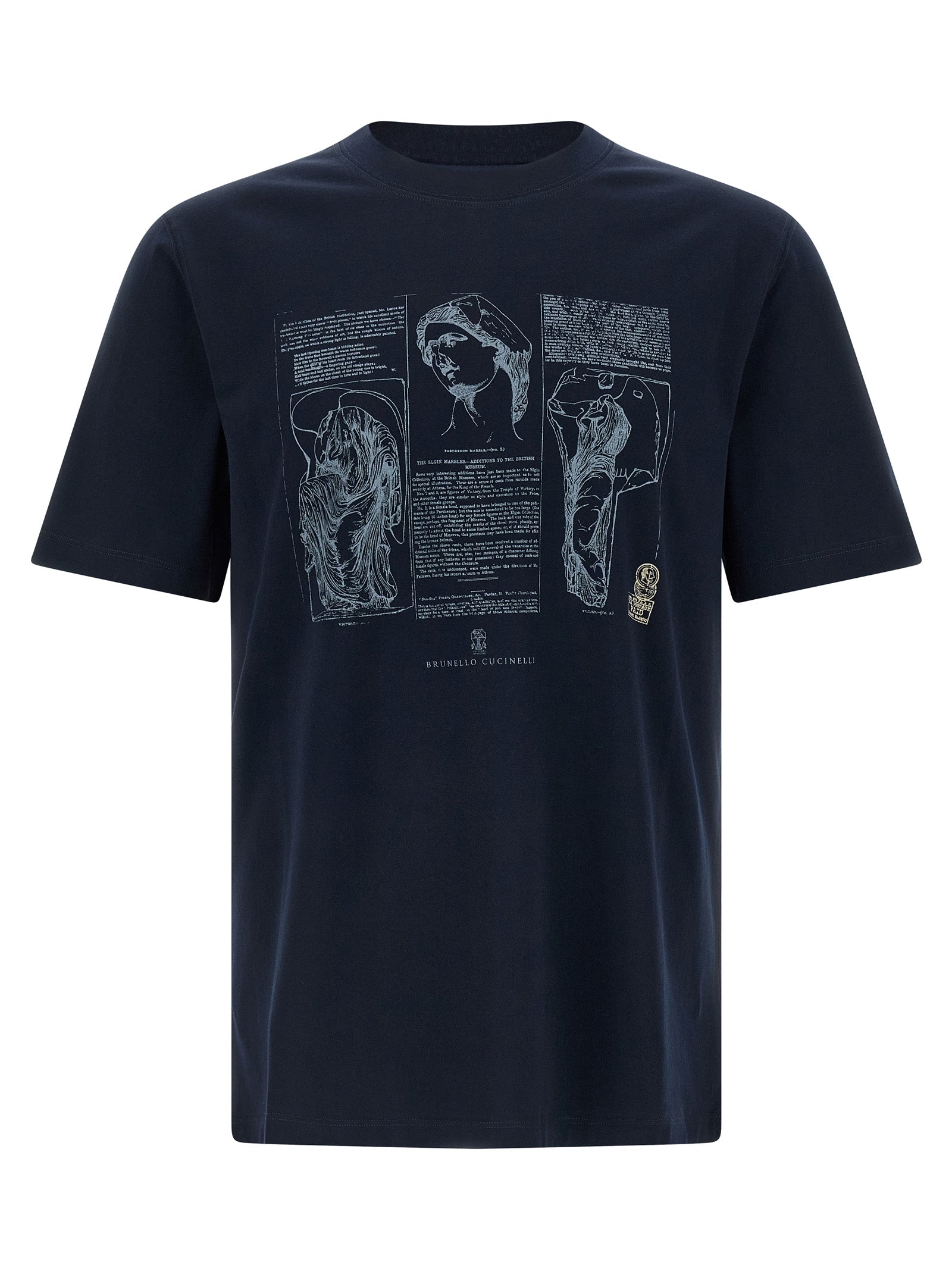 Graphic Print Cotton T-Shirt — Navy