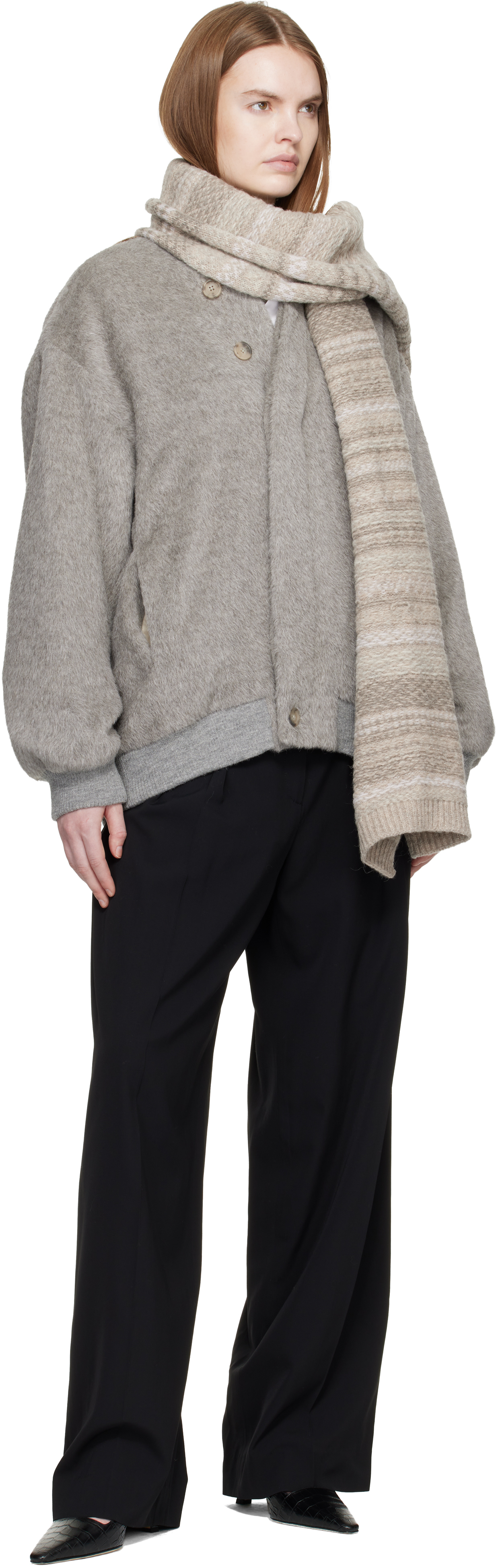 SSENSE Exclusive Gray Brushed Bomber Jacket