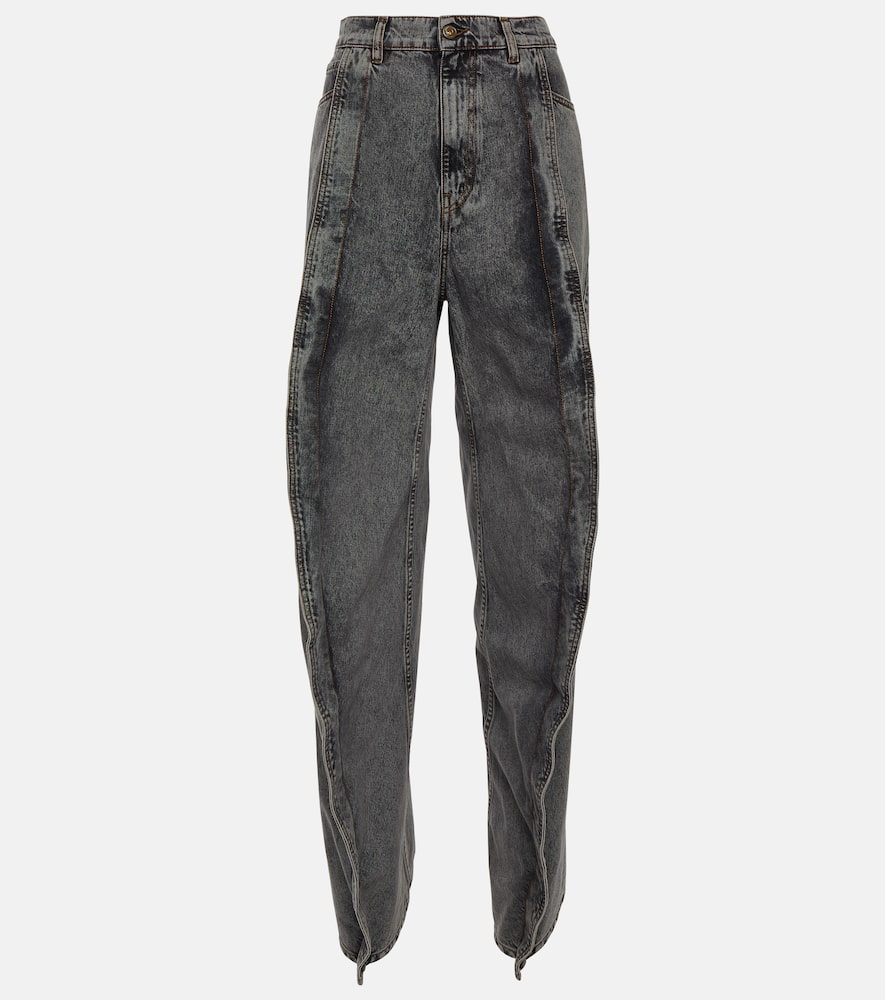 Paneled straight jeans