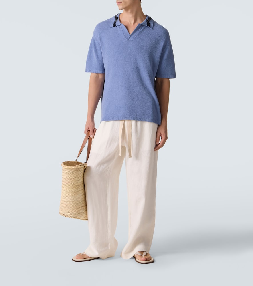 Cotton-blend polo sweater