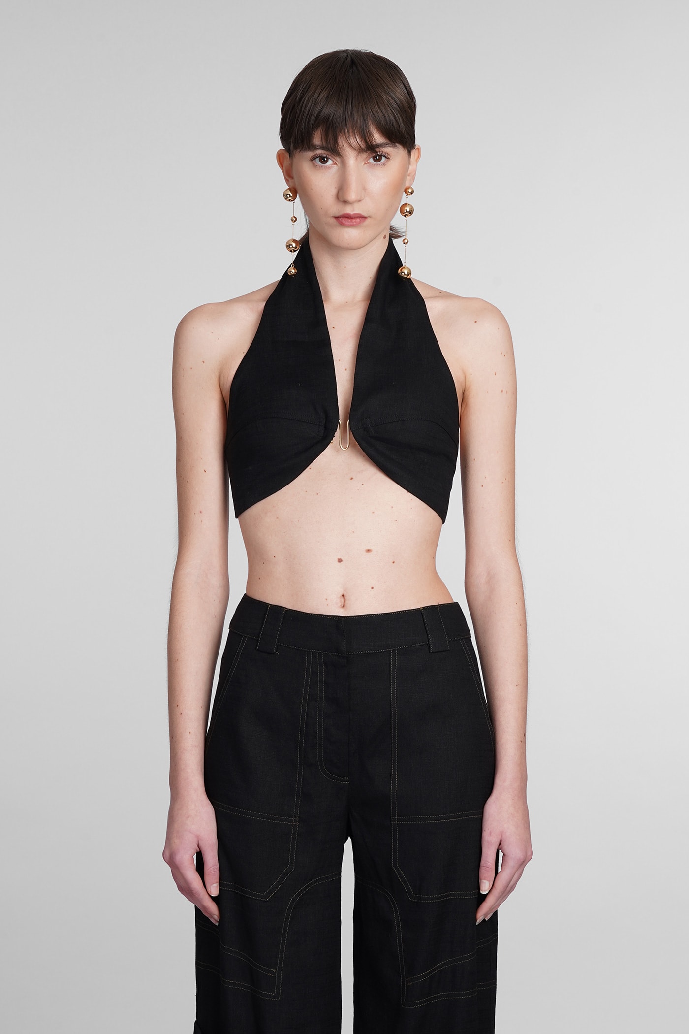 Halterneck crop top - Black