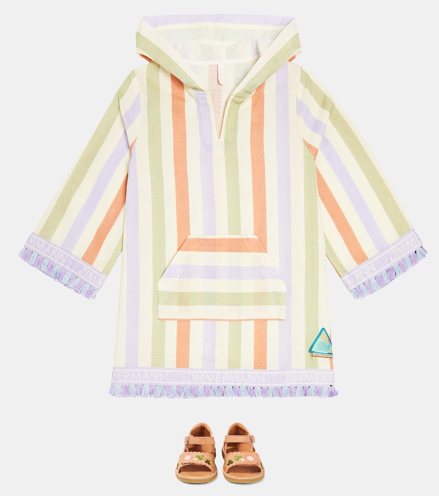 Zimmermann Kids August striped cotton beach cover-up