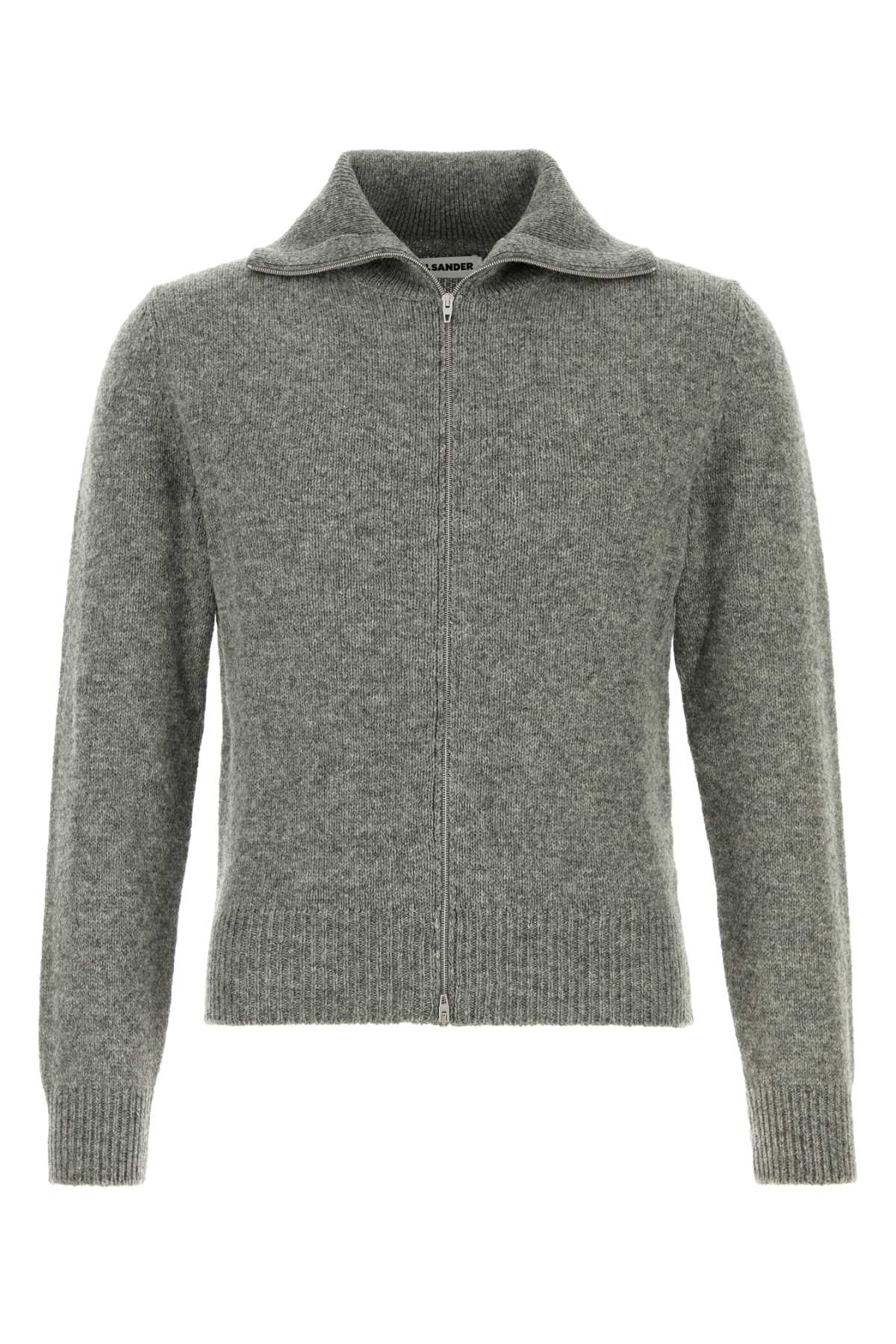 Wool-Nylon Collared Sweater — Gray