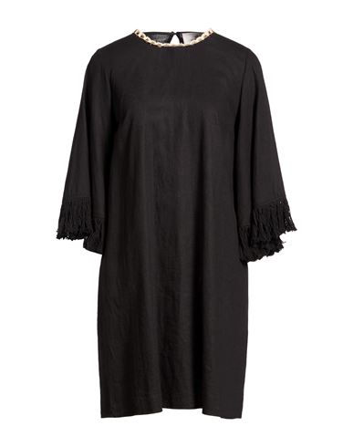 Woman Mini dress Black Size S Linen, Viscose
