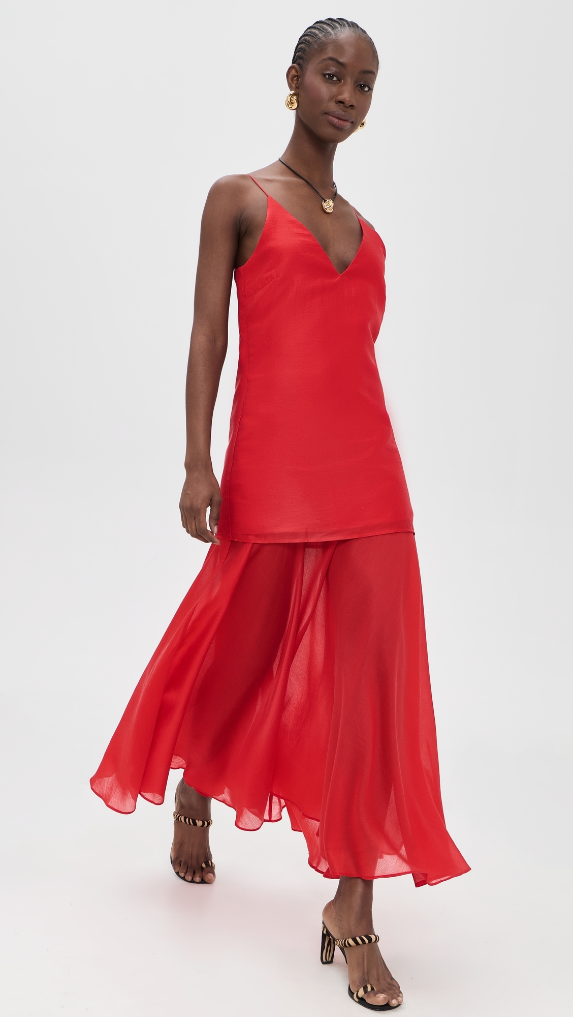 Layered Strappy Maxi Dress Red