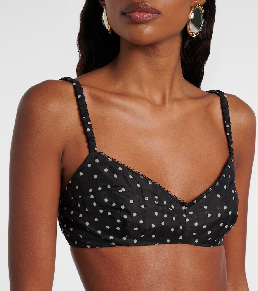 Polka-dot silk bralette