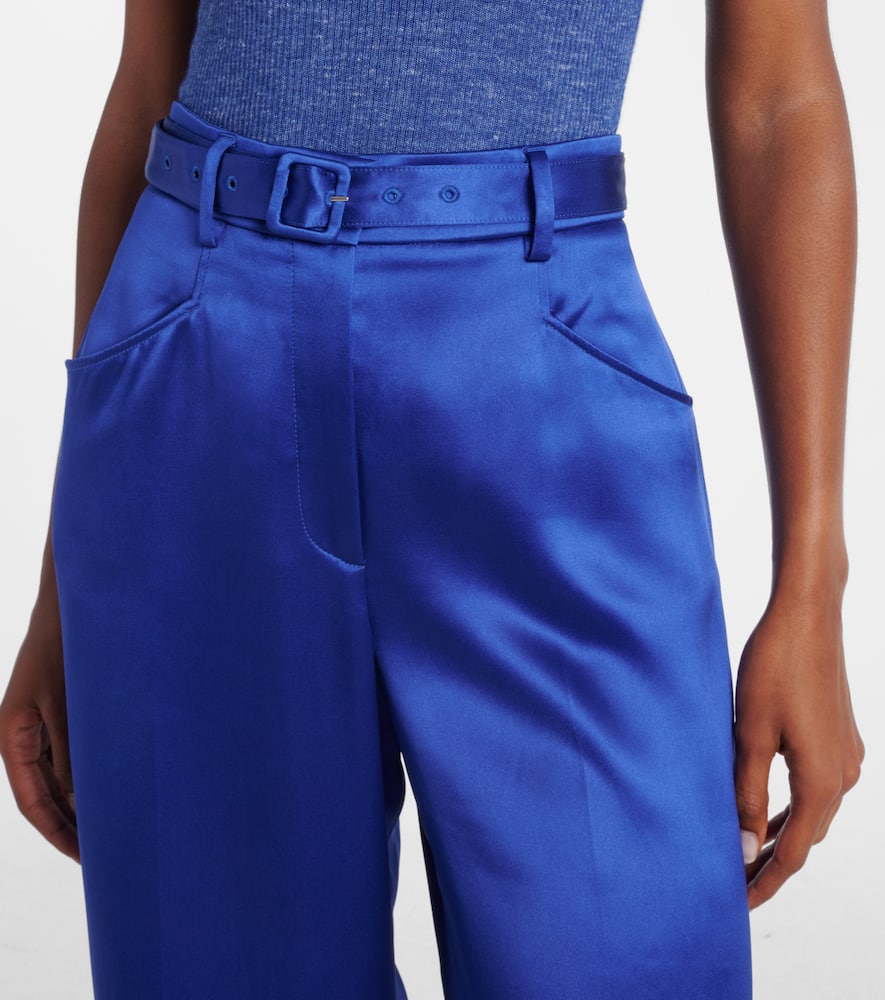 Norman silk tweed wide-leg pants