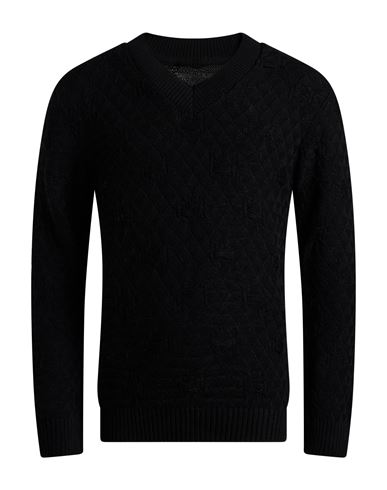 Man Sweater Black Size L Modal, Wool