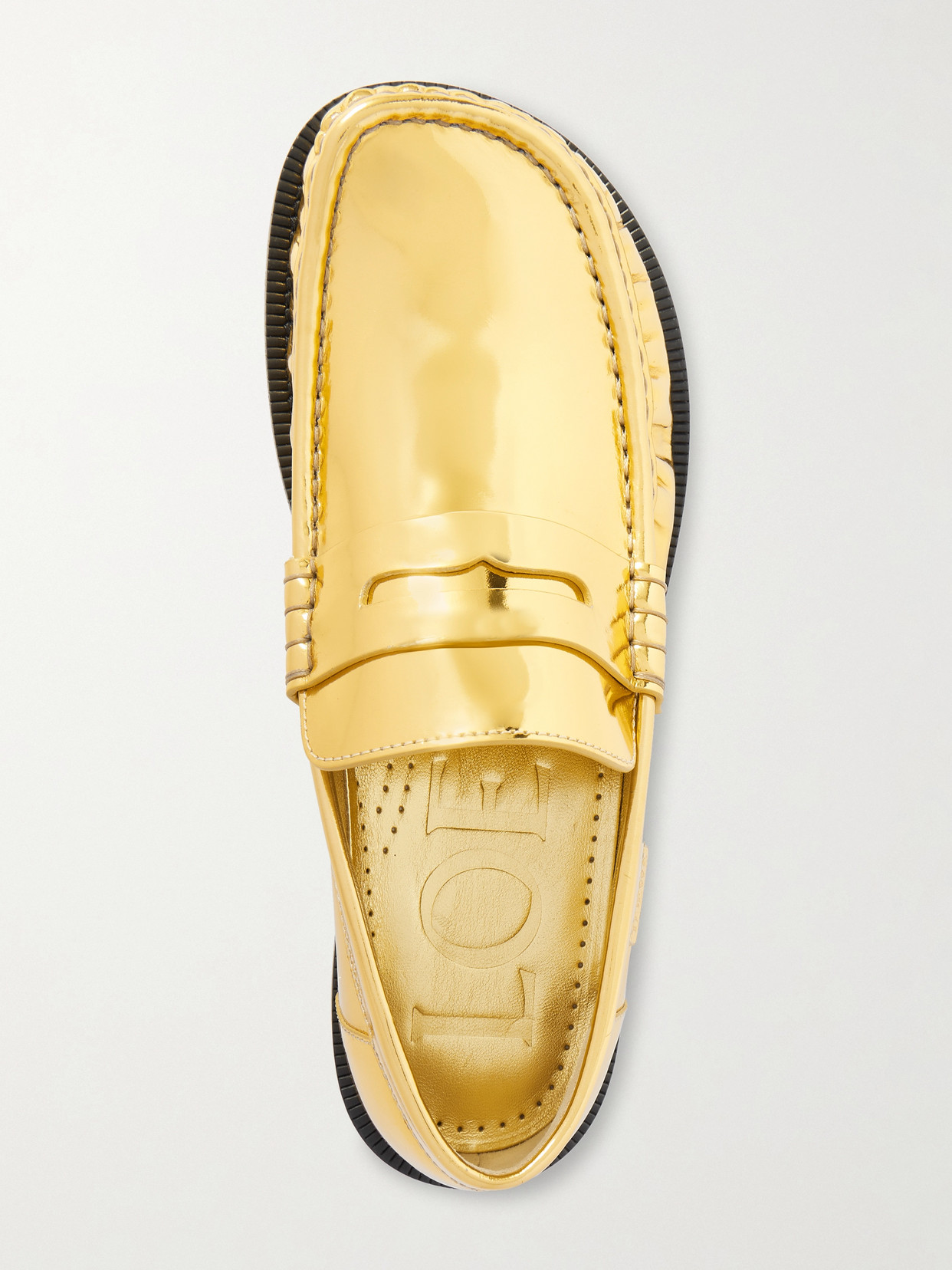 Campo Mirrored-leather Penny Loafers - Gold