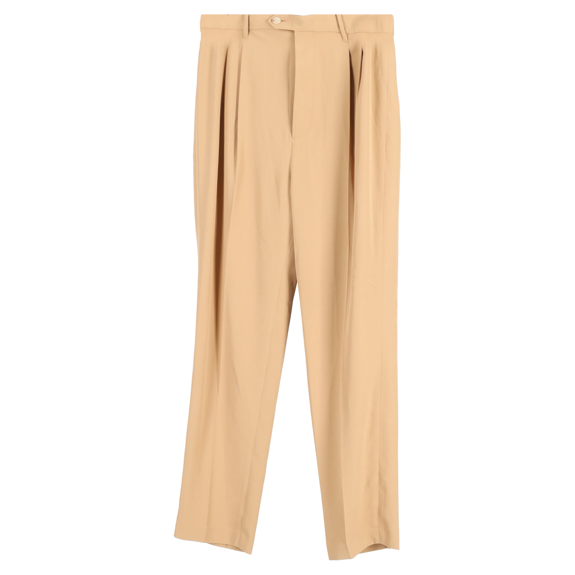 Pleated Pants in Beige Cotton