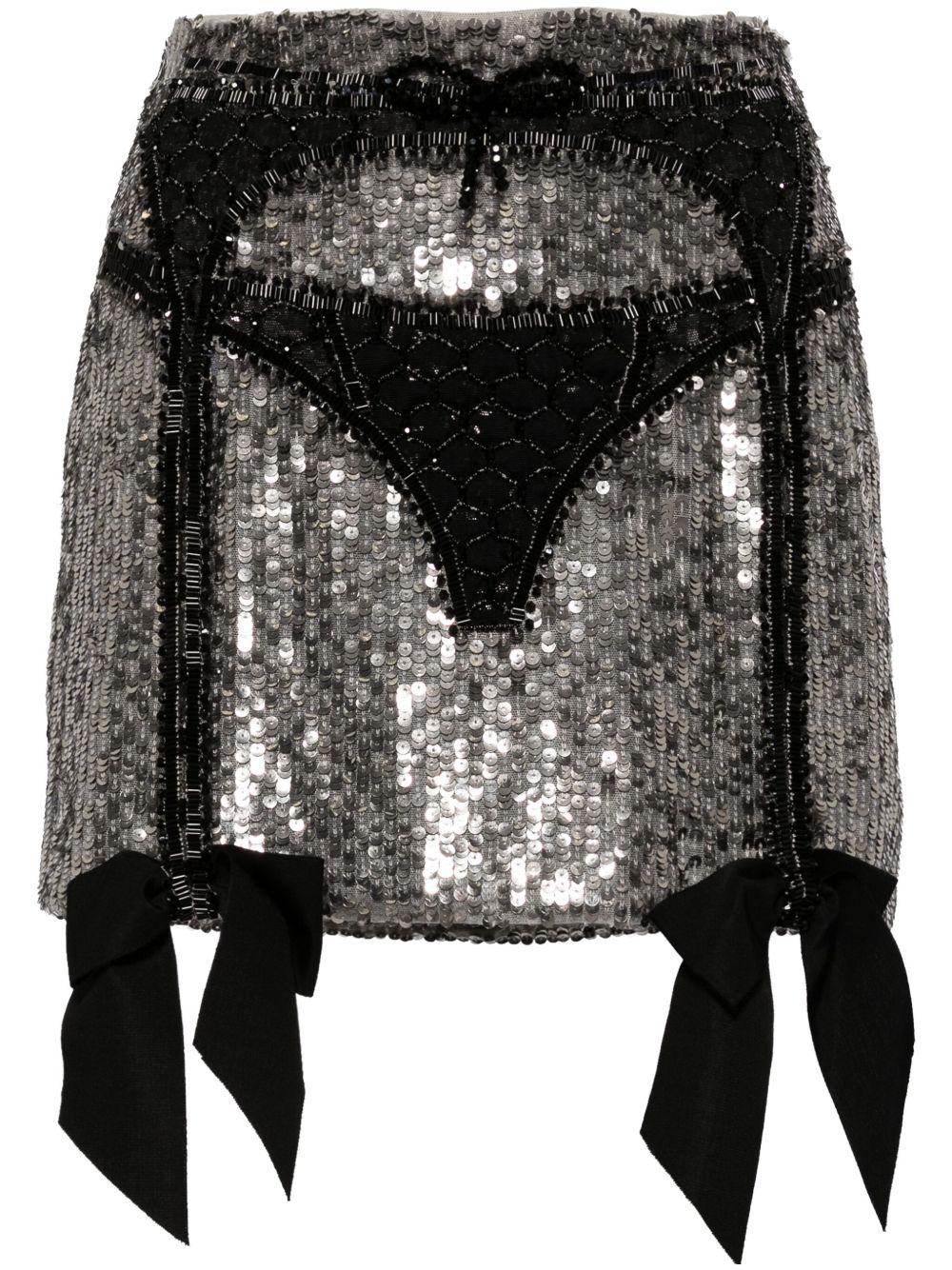 Wiederhoeft lingerie-beaded sequinned miniskirt - Silver