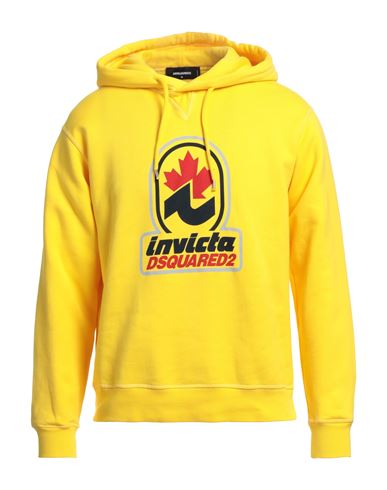 Man Sweatshirt Yellow Size L Cotton, Elastane