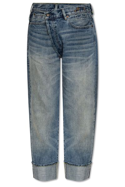 R13 Crossover-Waist Turn-Up Hem Jeans