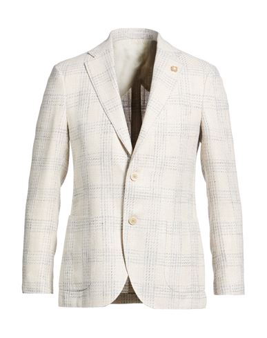 Man Blazer Ivory Size 44 Silk, Linen, Cotton, Polyamide