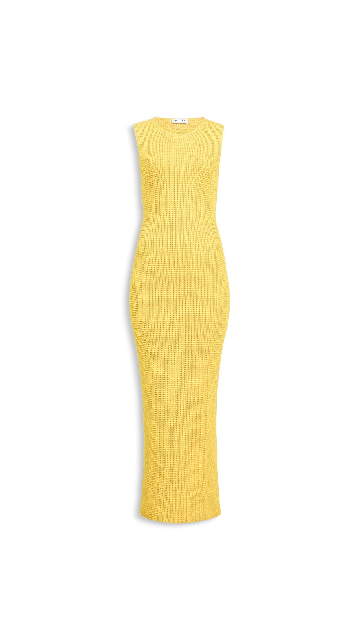 Ribbed Jersey Midi Dress — Yellow