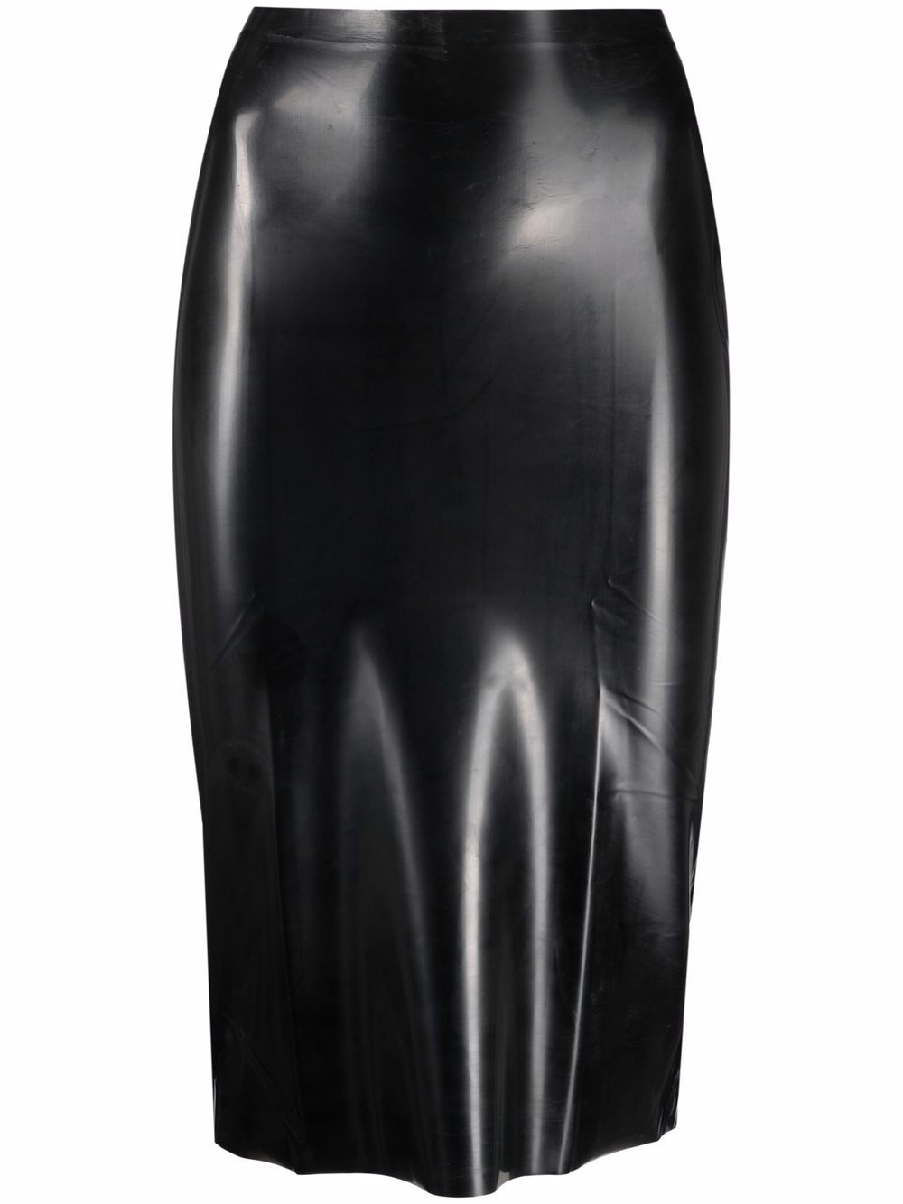 High-shine midi skirt - Black