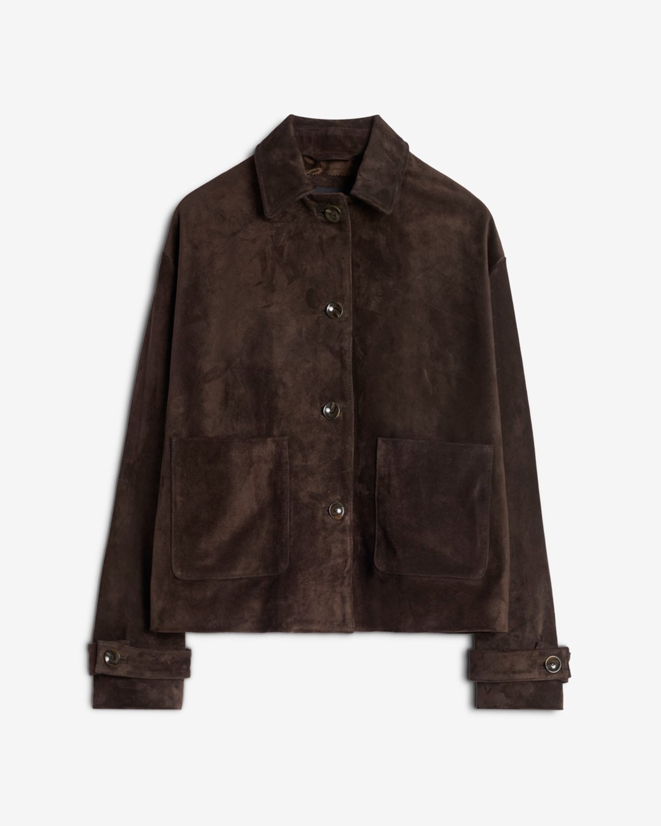 Suede Cropped Chore Jacket in Coffee Bean