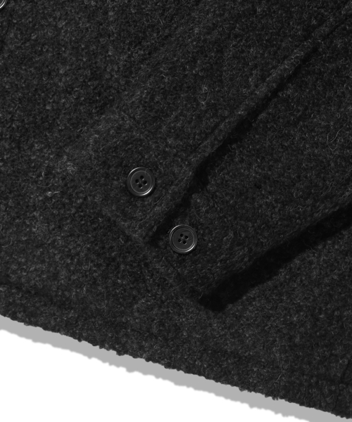Wool Elbow Patch Two Pocket Button Jacket_Black