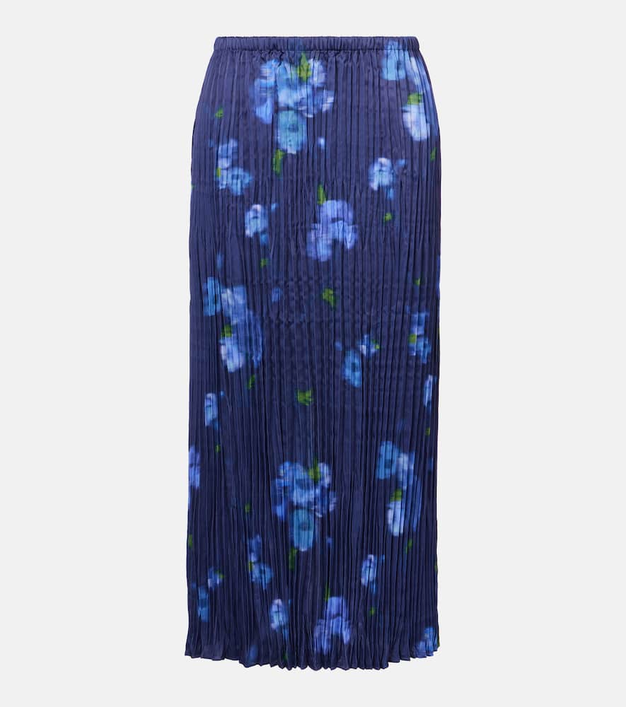 Poppy Blur plissé midi skirt