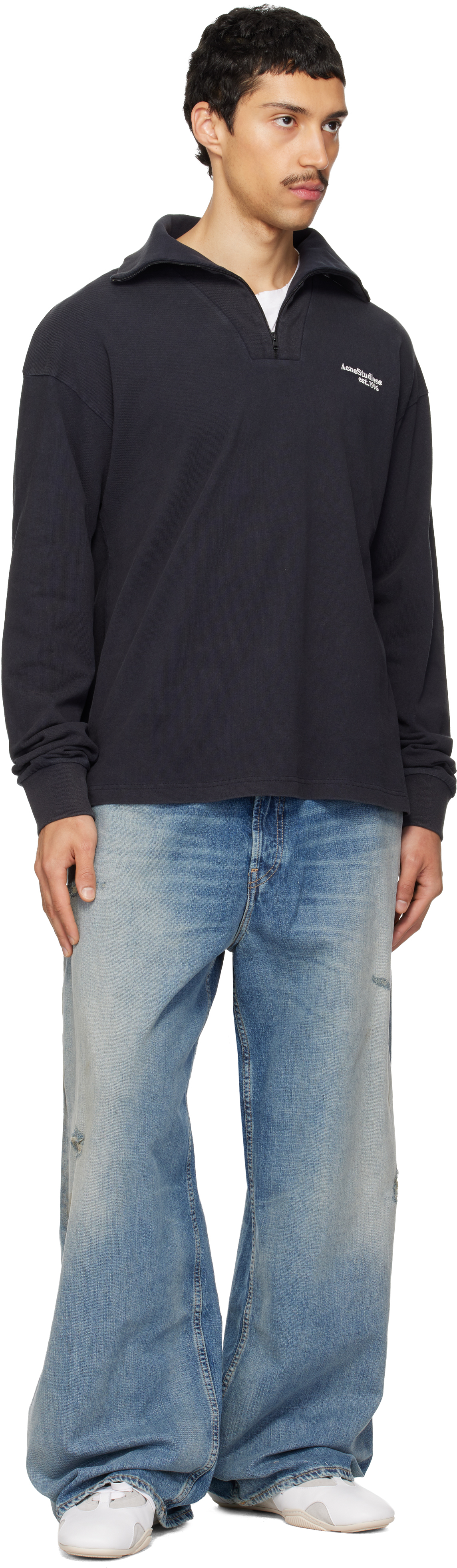 Black Half-Zip Logo Track Jacket