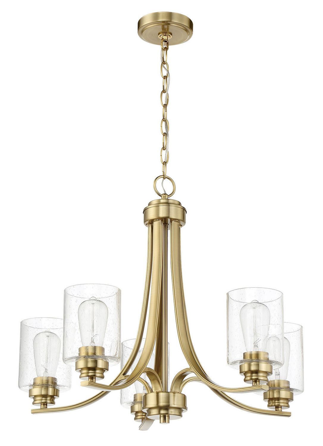 Satin Brass Five Light Chandelier from the Bolden Collection