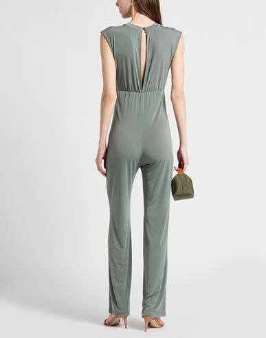 Woman Jumpsuit Military green Size L Viscose, Polyester, Elastane
