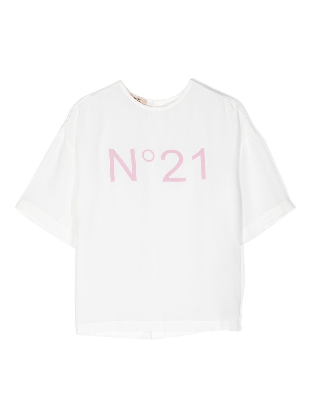 Logo-print short-sleeve blouse - White