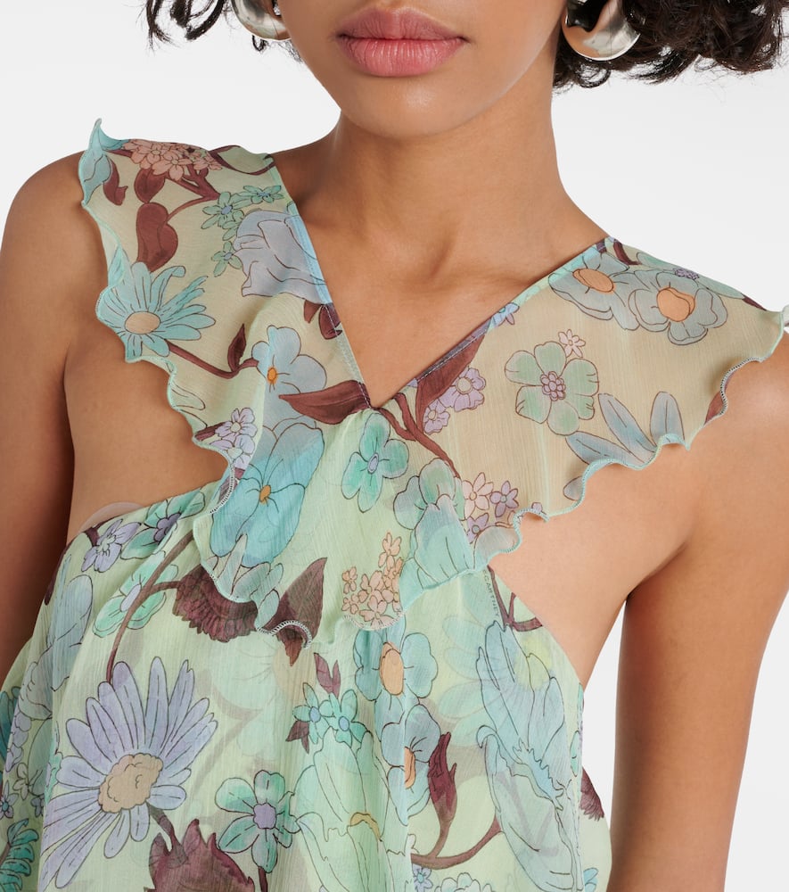 Tiered printed silk minidress