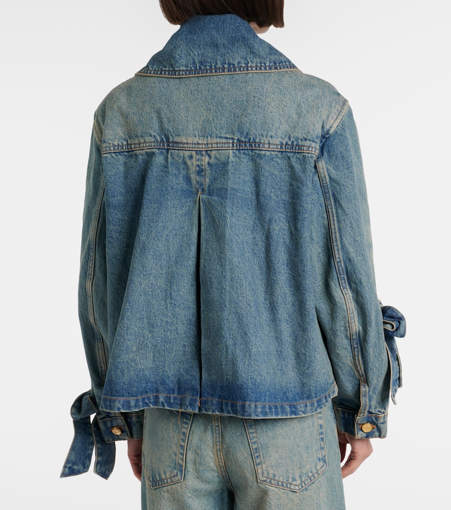 Bow-detail denim jacket