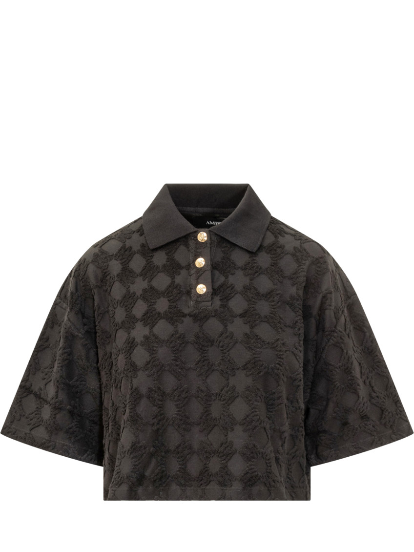 Black Geometric Shirt Collar Polo