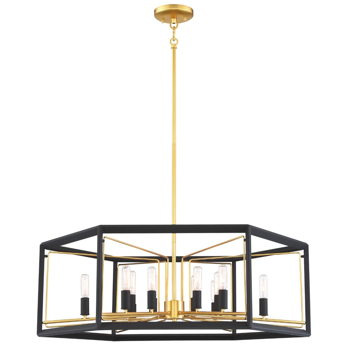 Metropolitan Sable Point 12-Light 32" Pendant Light in Sand Black with Honey Gold Accent