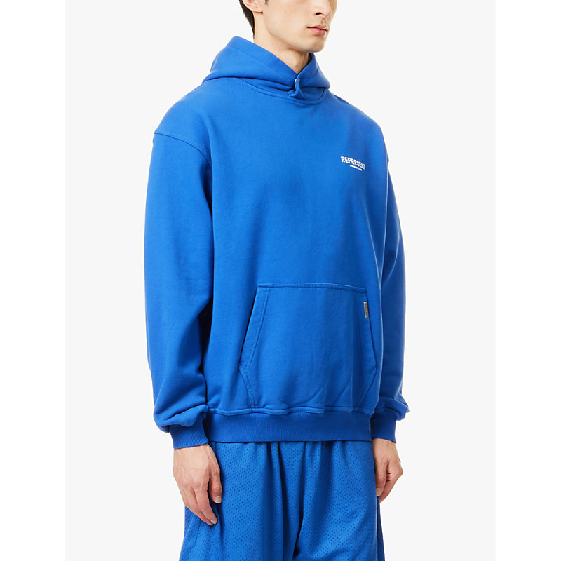 Mens Cobalt Owners Club Brand-print Cotton-jersey Hoody 