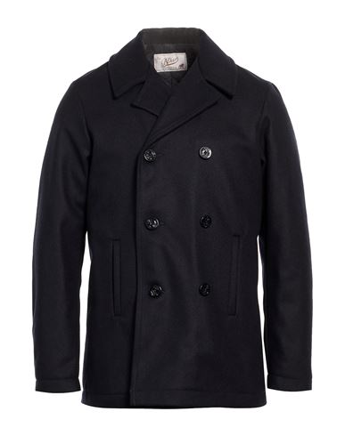 Man Coat Midnight blue Size L Wool, Polyamide
