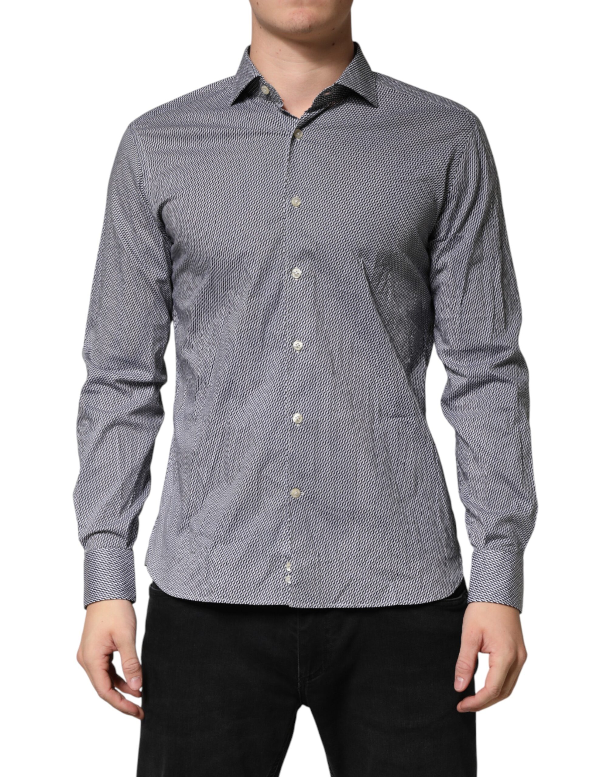 Domenico Tagliente Gray Patterned Long Sleeves Dress Men's Shirt