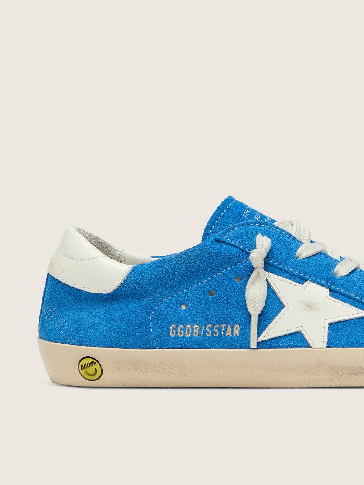 Golden Goose - Junior Super-star In Bright Blue Suede With White Leather Star