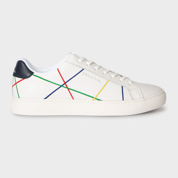 White Leather Abstract 'Rex' Trainers